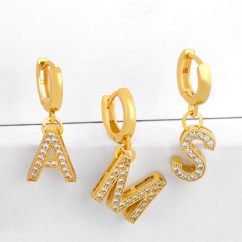 Aretes para mujer alfabeto con diamantes NHAS188058