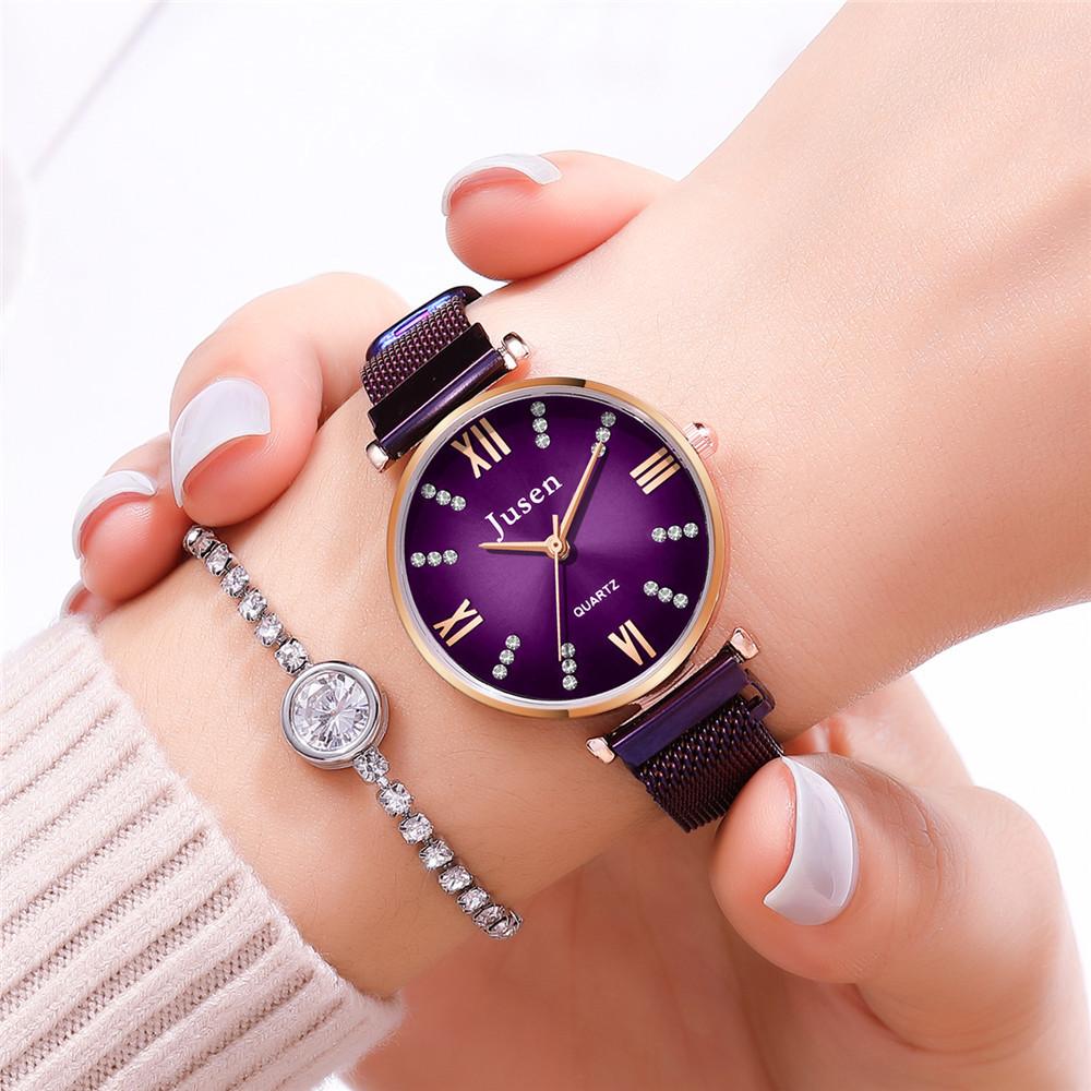 Reloj de moda para mujer con banda magnética de diamantes NHSY188831