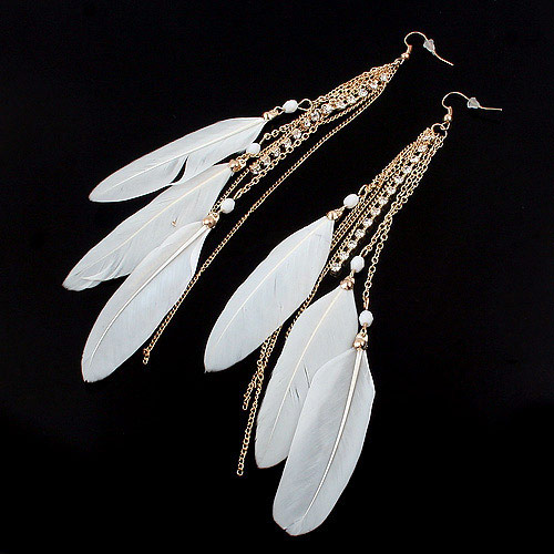 Nuevos pendientes de plumas de borla de metal de moda  al por mayor NHSC212712