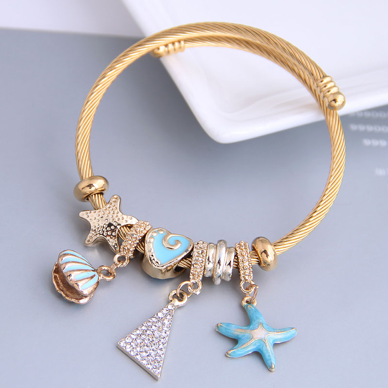 Moda metal wild pan DL starfish seashell triángulo colgante multi-elemento accesorios pulsera  pulsera al por mayor NHSC213449