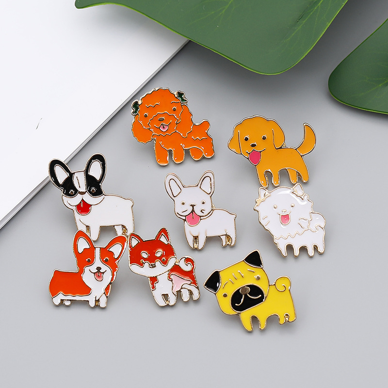 Dibujos animados lindo broche perro caniche golden retriever wangxing hombre broche accesorios de ropa  al por mayor NHMO214504