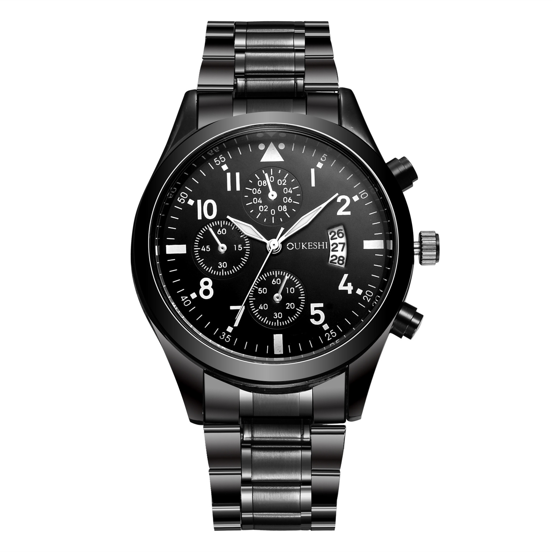 Nuevo reloj de marca para hombre, calendario impermeable, pistola, reloj de banda de acero inoxidable negro, reloj deportivo para hombres, venta al por mayor,  NHSS224863