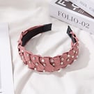 NHUX796723-Pink-Suede-Pearl-Braid-Hairband