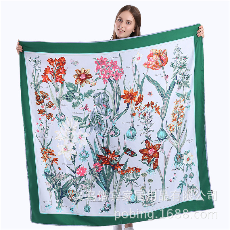 nuevo estilo bufanda cuadrada grande de 130 cm bufanda de jacinto floral chal NHPBX516780