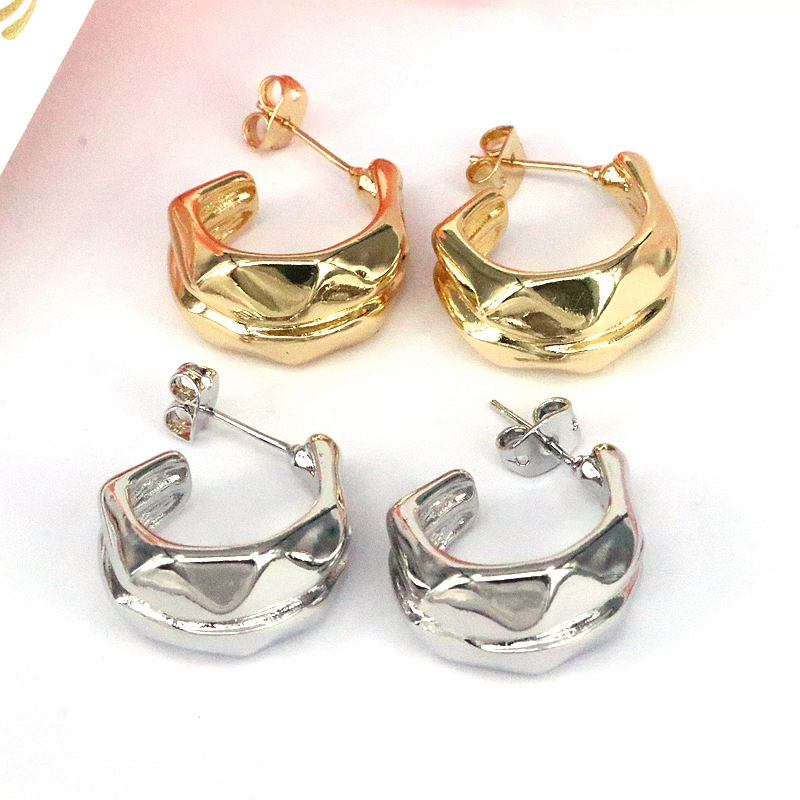 1 Par Estilo Simple Ronda Cobre Chapado En Oro Plateado Pendientes