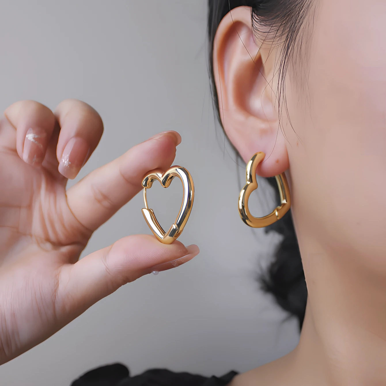 1 Par Estilo Vintage Forma De Corazón Enchapado Aleación Chapado En Oro De 18 Quilates. Pendientes De Aro