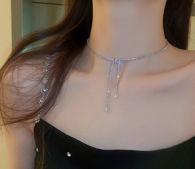 Elegante Dulce Geométrico Nudo De Lazo Aleación Enchapado Mujeres Collar