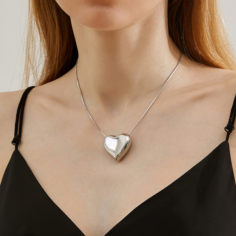 Romántico Estilo Simple Forma De Corazón Acero Titanio Enchapado Collar Colgante