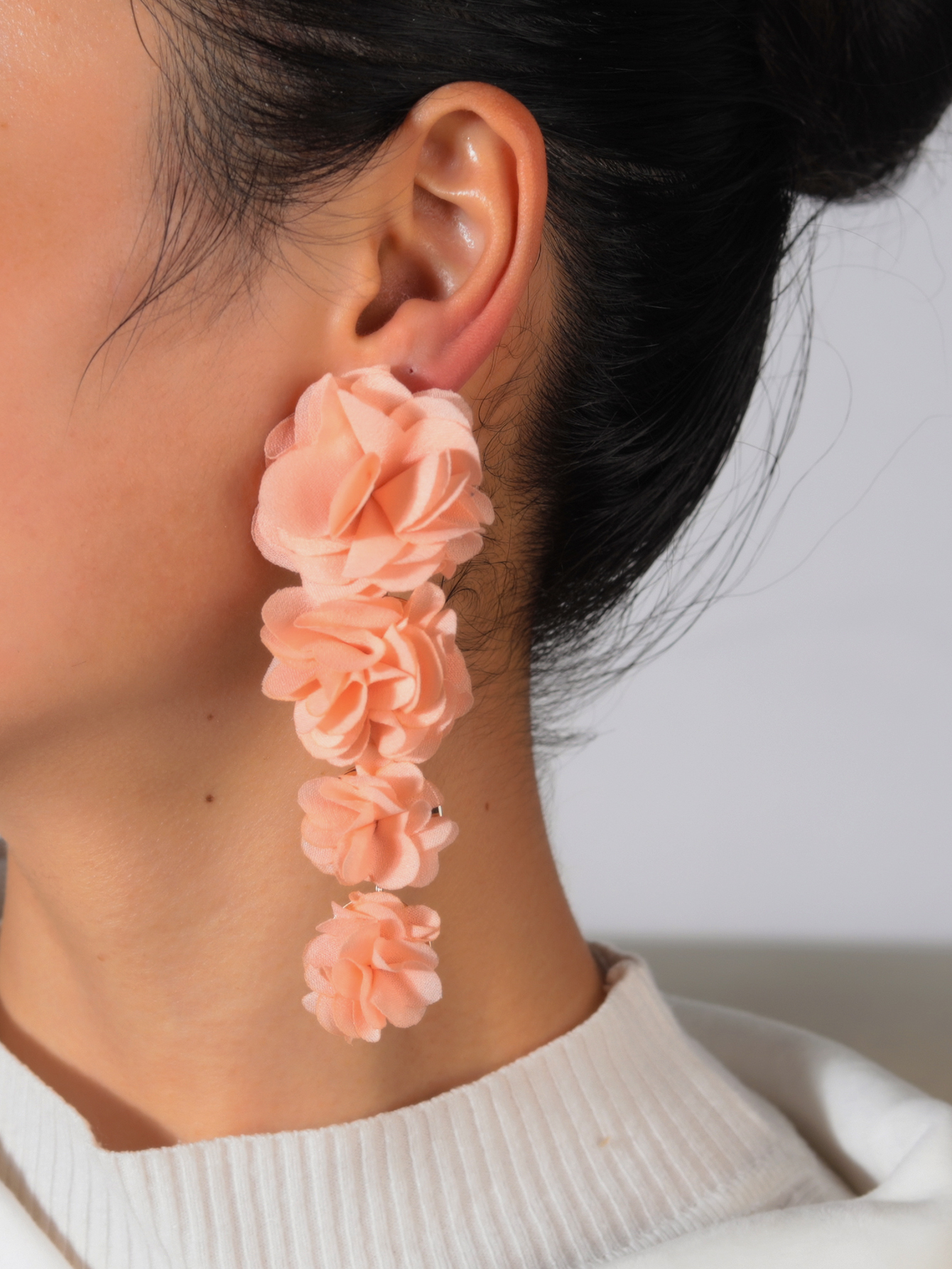 1 Par Casual Flor Tela Pendientes De Gota