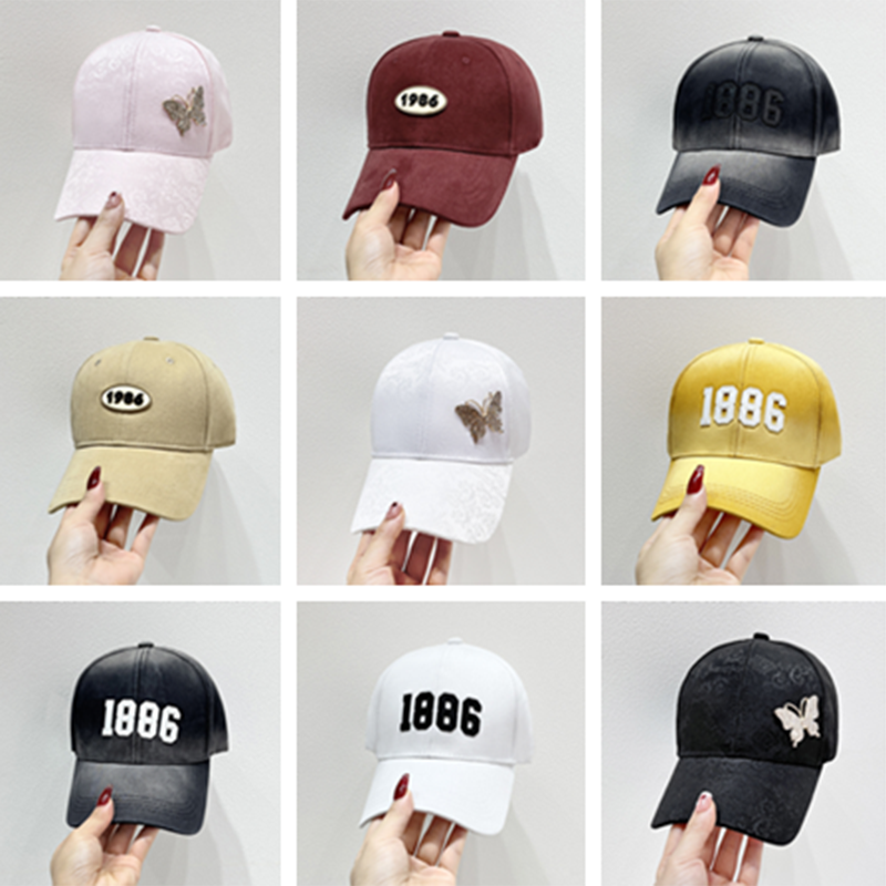 Mujeres Elegante Hip Hop Viajar Diariamente Número Mariposa Mariposa Parche Aleros Curvos Gorra De Beisbol