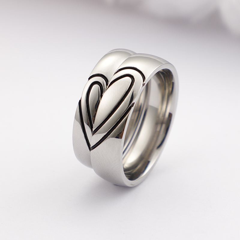 Estilo Simple Forma De Corazón Acero Titanio Anillos