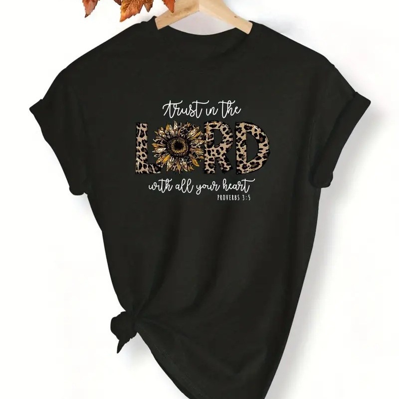 Mujeres Playeras Manga Corta Camisetas Estilo Simple Letra Leopardo