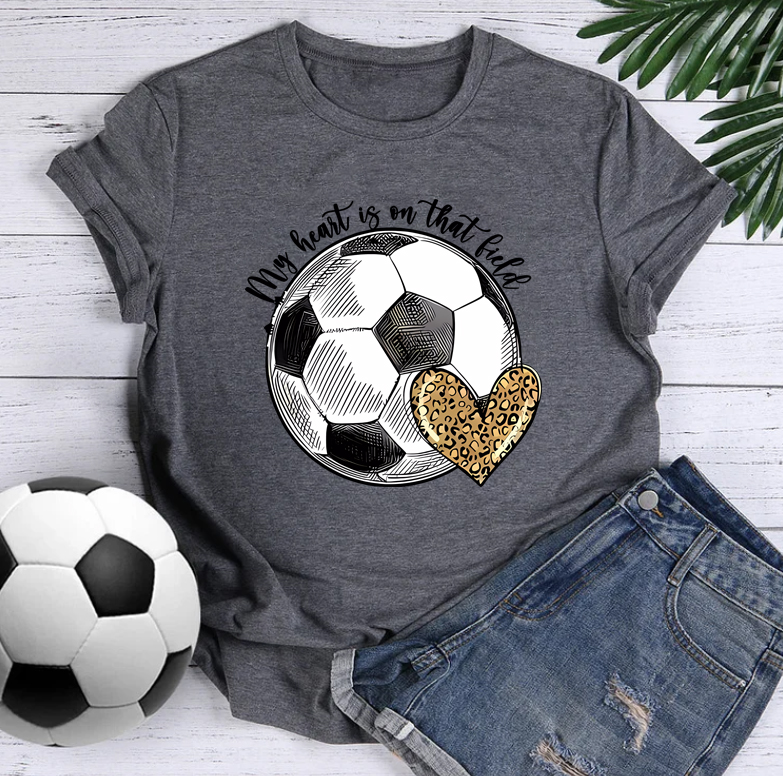 Mujeres Playeras Manga Corta Camisetas Casual Letra Forma De Corazón Fútbol