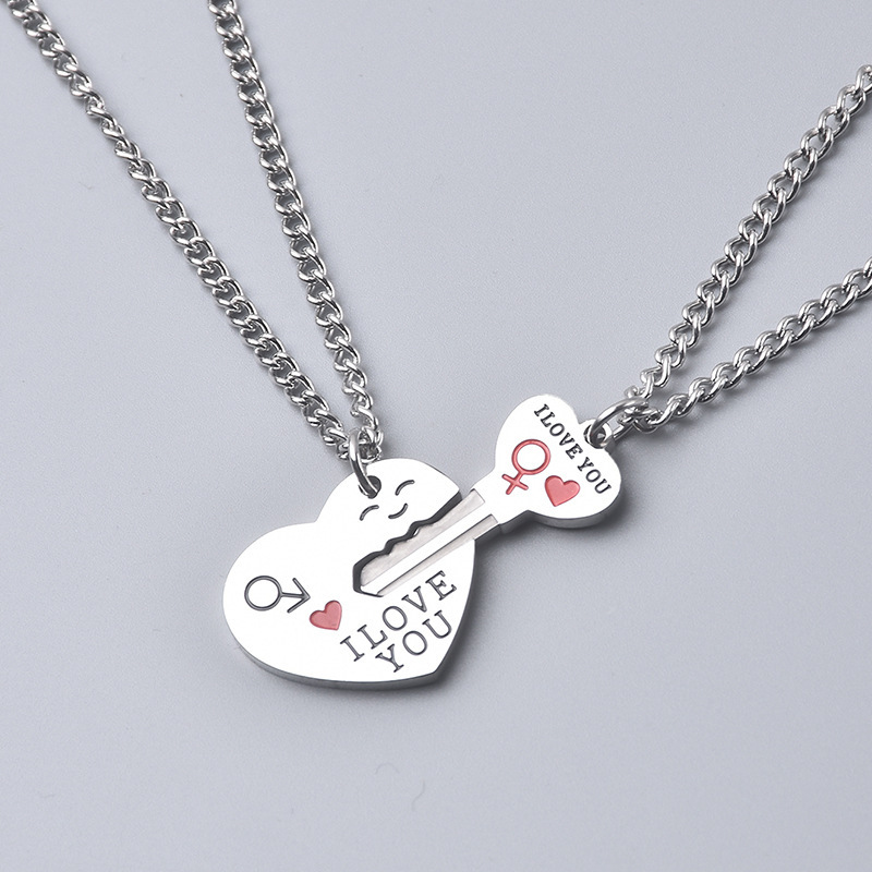 Acero Titanio Estilo IG Estilo Simple Letra Forma De Corazón Llave Collar Colgante