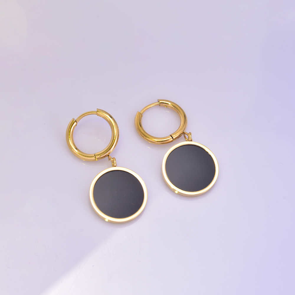 1 Par Casual Estilo Simple Geométrico Enchapado Embutido Acero Titanio Circón chapados en oro de 18k Pendientes De Gota