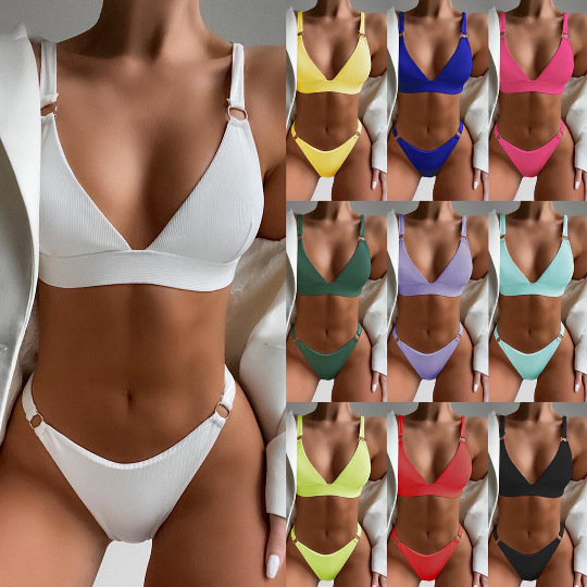 Mujeres Color Sólido Juego De 2 Piezas Bikinis Traje de baño