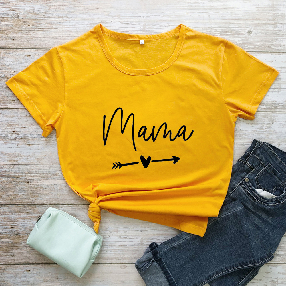 Mujeres Playeras Manga Corta Camisetas Casual MAMÁ Estilo Clásico Letra