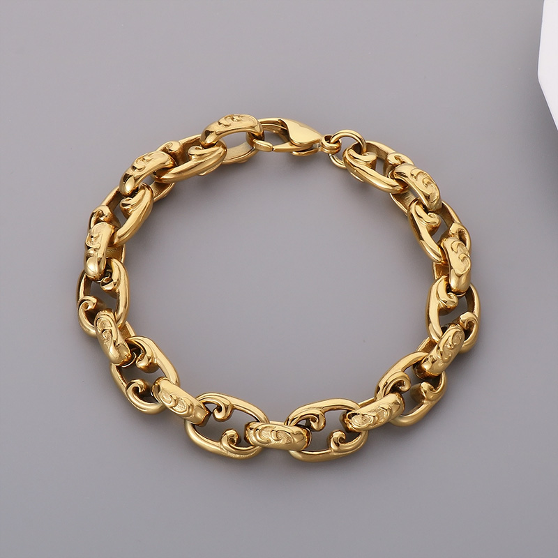 Casual Estilo Simple Color Sólido Acero Inoxidable chapados en oro de 18k Hombres Pulsera