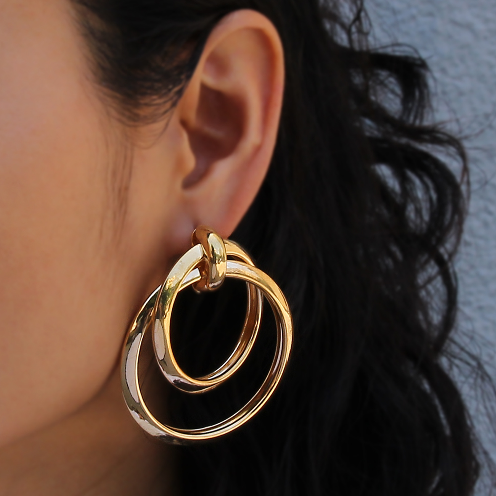 1 Par Estilo nórdico Exagerado Estilo de moda Circulo Enchapado Metal Chapado En Oro Pendientes De Gota