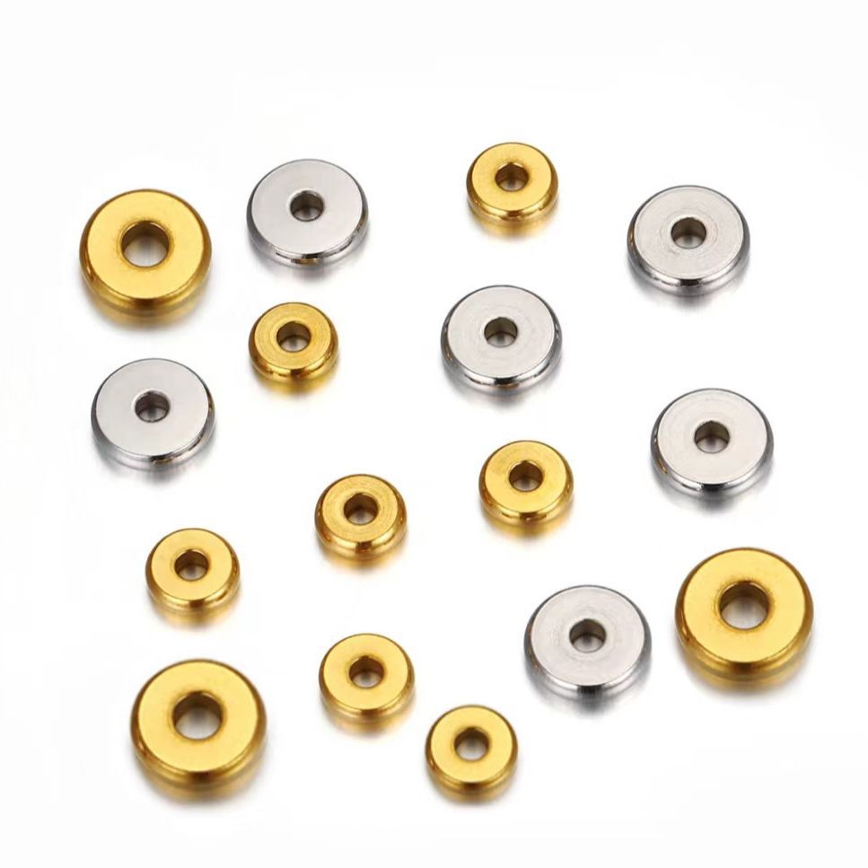 20 Piezas/Paquete Diámetro 3mm Diámetro 4mm Diámetro 5mm Agujero 1~1.9mm Agujero 2~2.9mm Acero inoxidable 304 chapados en oro de 18k Color Sólido Pulido Barras Espaciadoras