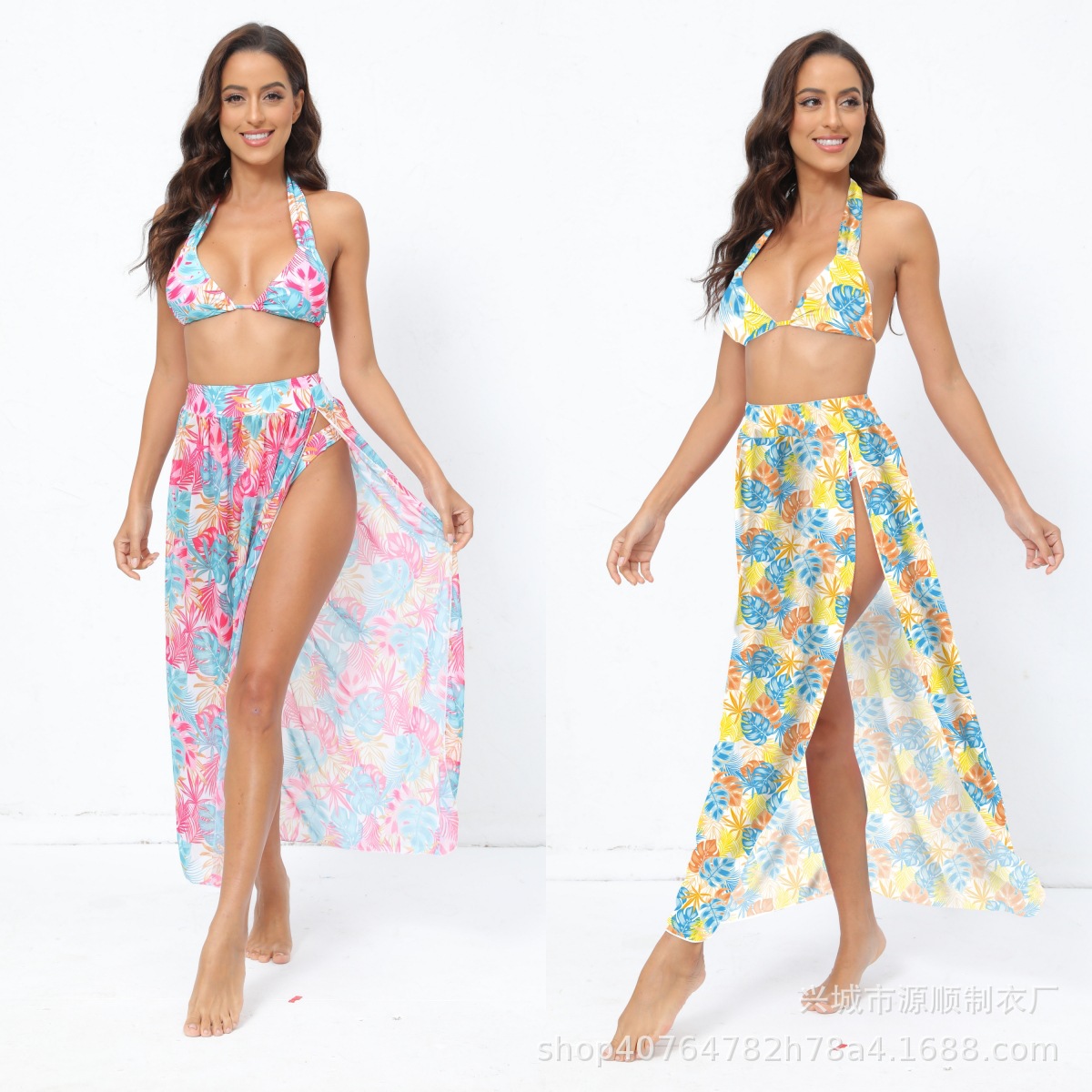 Mujeres Vacaciones Floral Ditsy Juego De 3 Piezas Bikinis Traje de baño