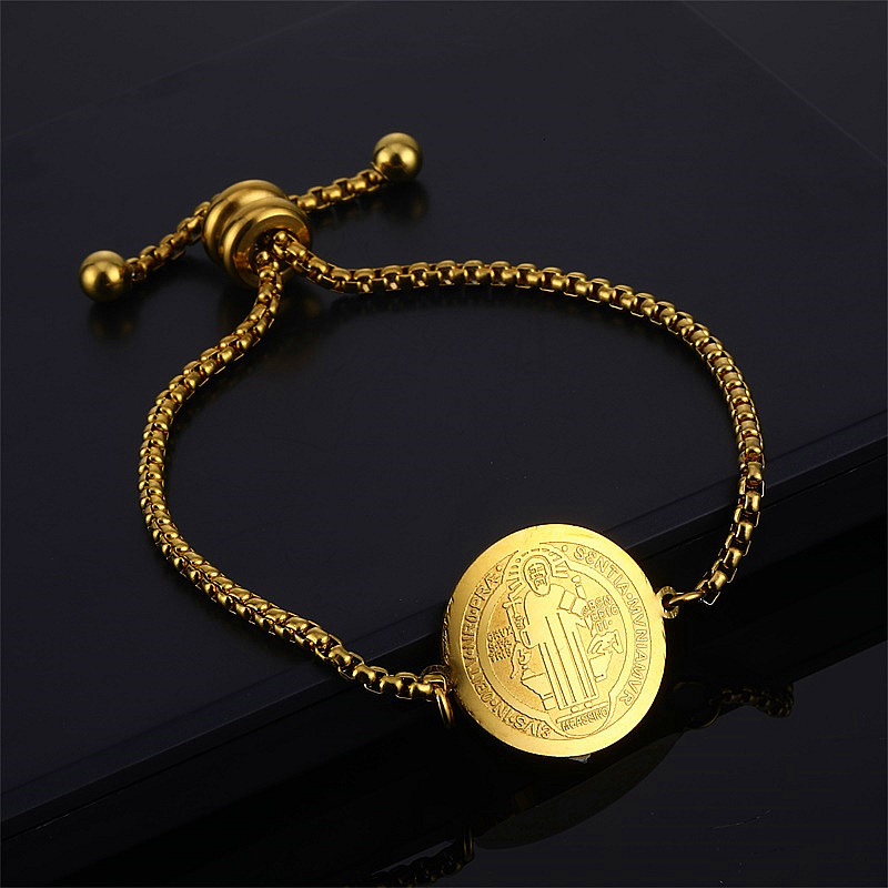 Acero Inoxidable chapados en oro de 18k Estilo Simple Artístico Humano Religión Corte de pelo Pulsera