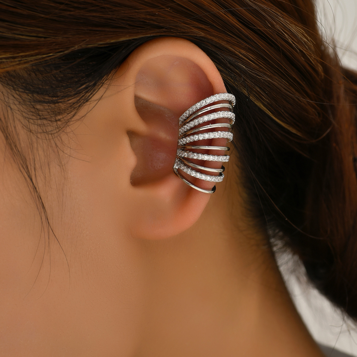 1 Pieza Estilo Simple Estilo Clásico Forma De U Embutido Cobre Circón Puños De Oreja