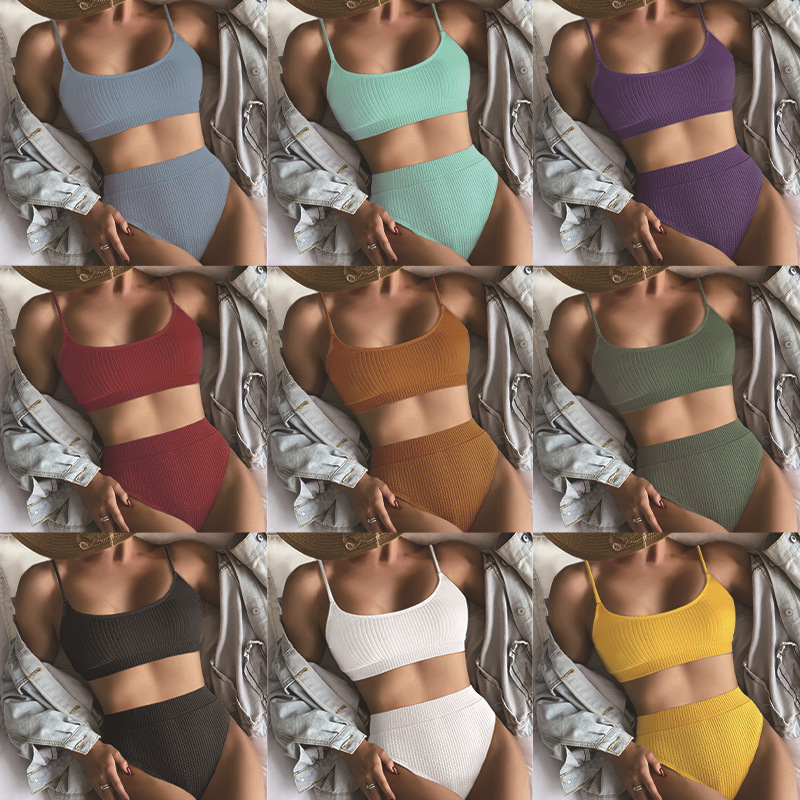 Mujeres Color Sólido Juego De 2 Piezas Bikinis Traje de baño