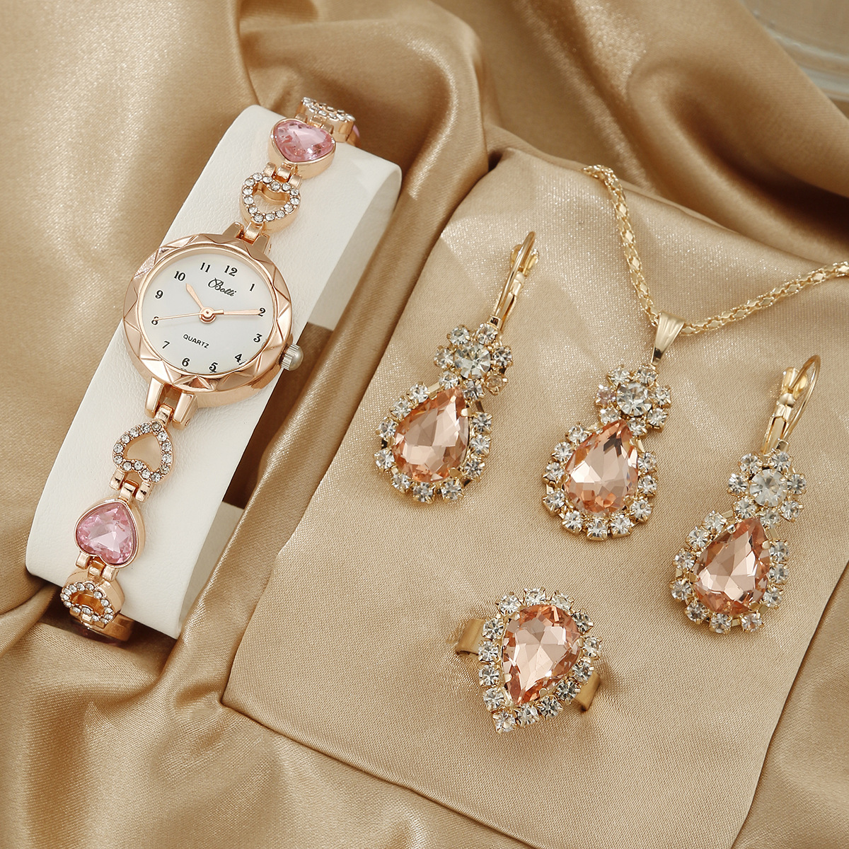 Glamour Brillante Gotitas De Agua Forma De Corazón Hebilla De Joyería Cuarzo Relojes de mujer