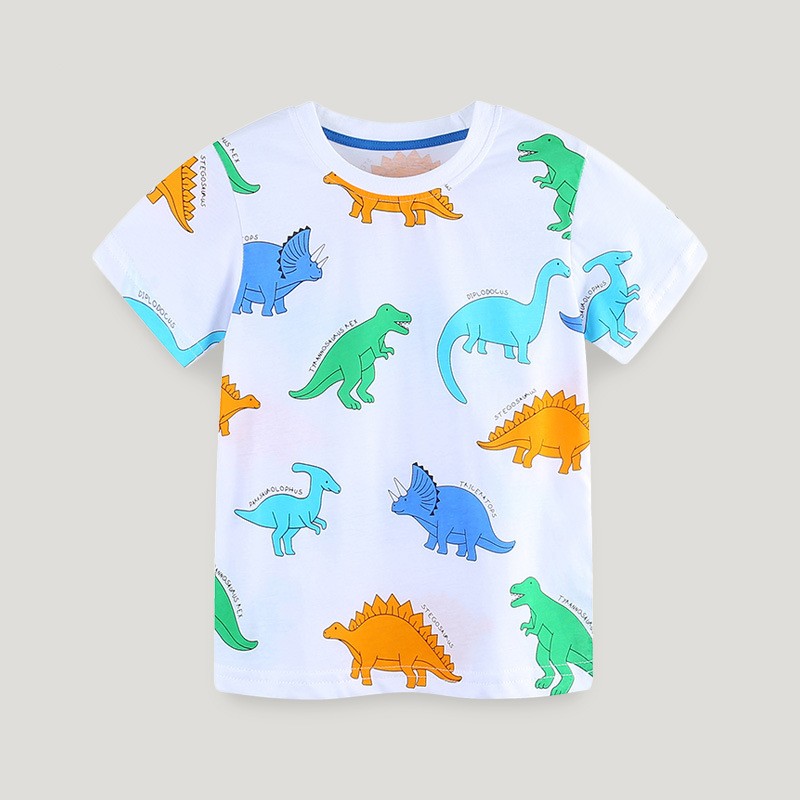 Lindo Estilo Simple Dibujos Animados Dinosaurio Impresión Algodón Camisetas y camisetas