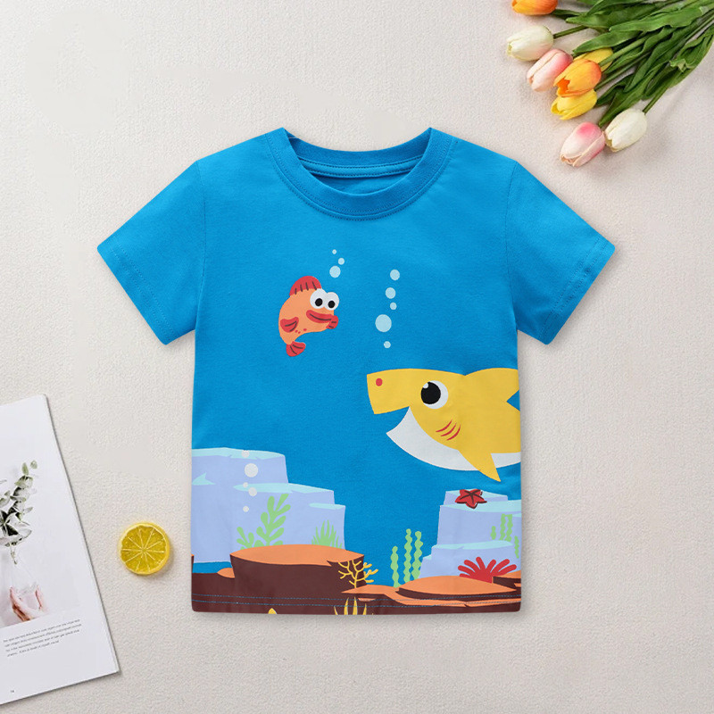 Casual Lindo Dibujos Animados Pez Algodón Camisetas y camisetas