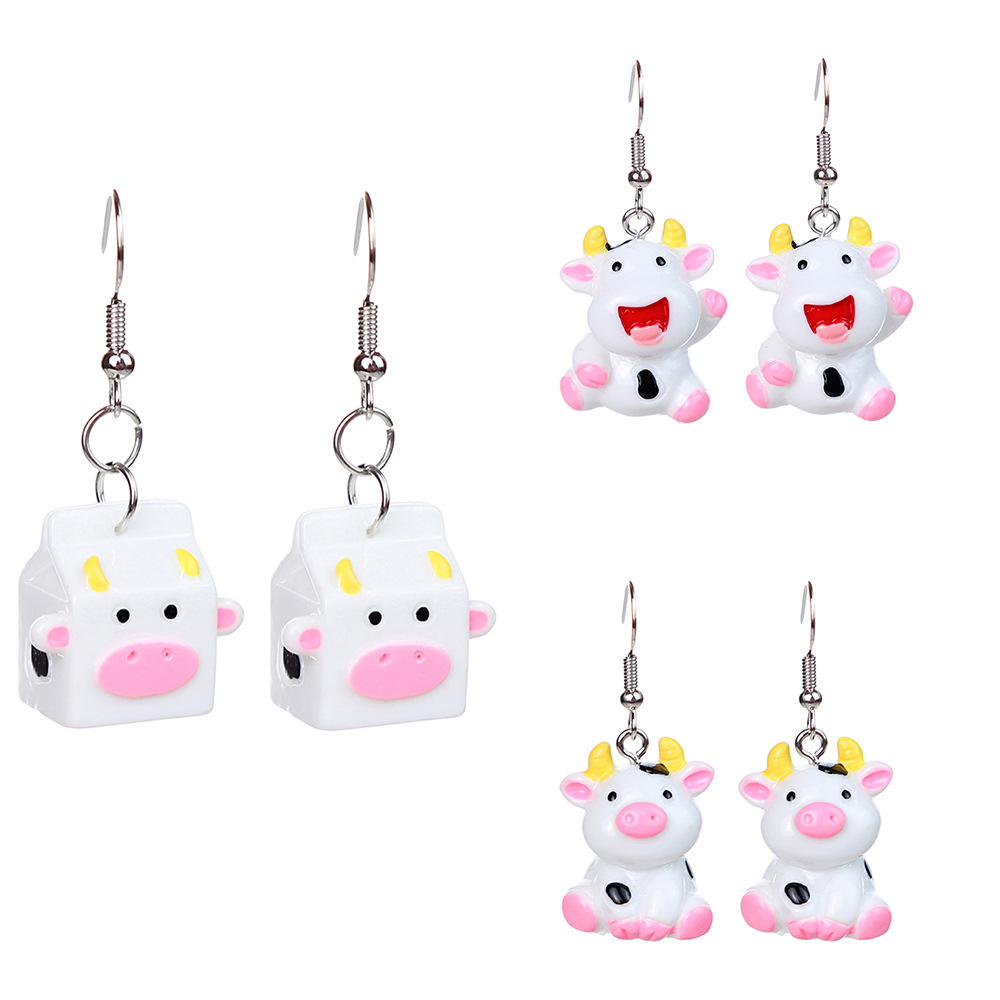 Casual Lindo Vacas Resina Mujeres Pendientes De Gota 1 Par