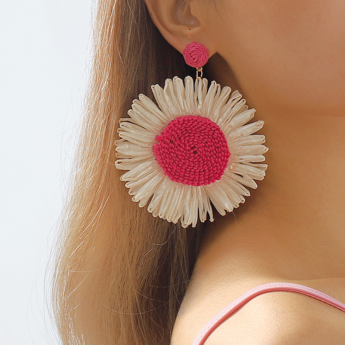 Casual Estilo Simple Flor rafia Planchar Mujeres Pendientes De Gota 1 Par