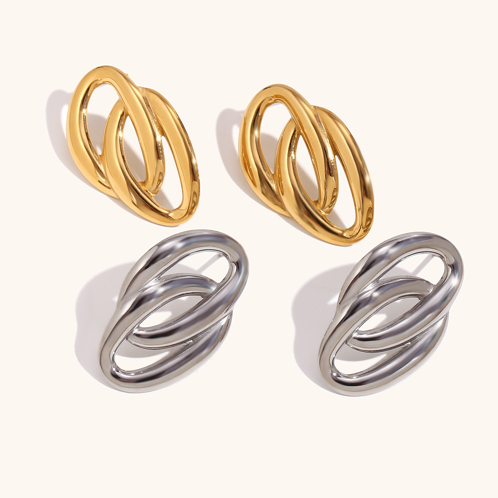 Casual Estilo Simple Anillo Doble Acero Inoxidable Pendientes 1 Par