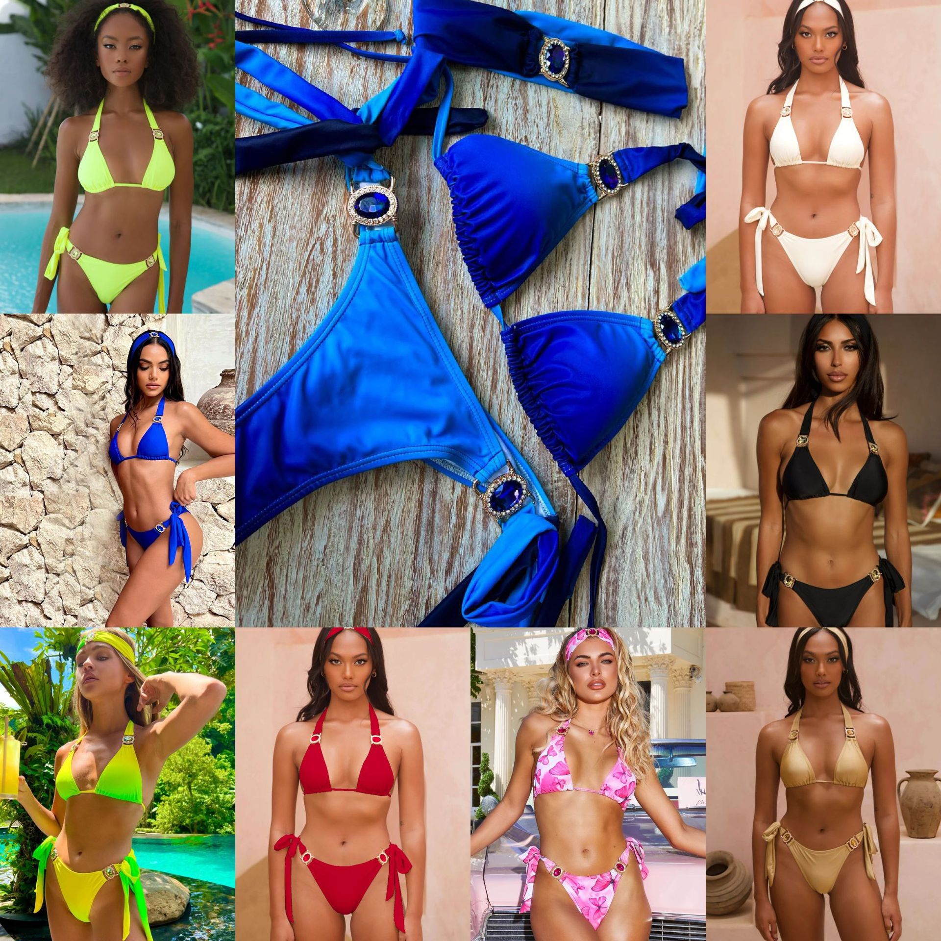 Mujeres Degradado De Color Color Sólido Juego De 2 Piezas Bikinis Traje de baño