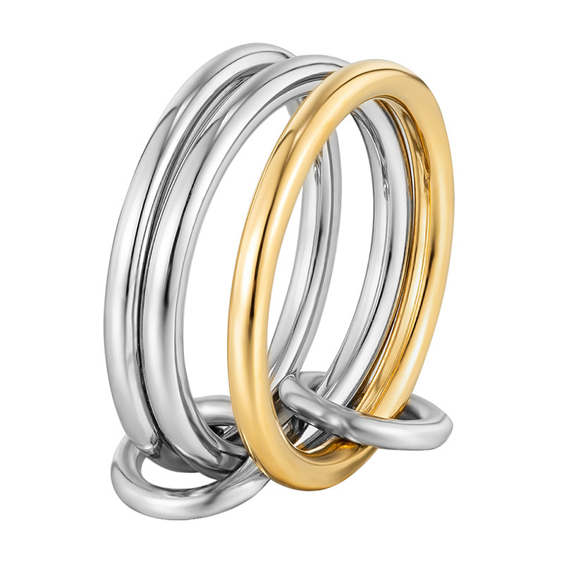 Estilo Simple Geométrico Acero Titanio Enchapado chapados en oro de 18k Mujeres Anillos