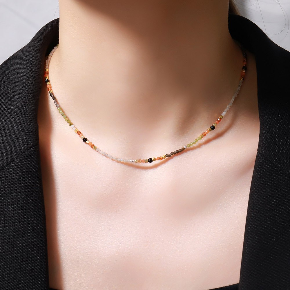 Elegante Estilo francés Irregular Piedra natural Cobre chapados en oro de 18k Collar Al Mayoreo