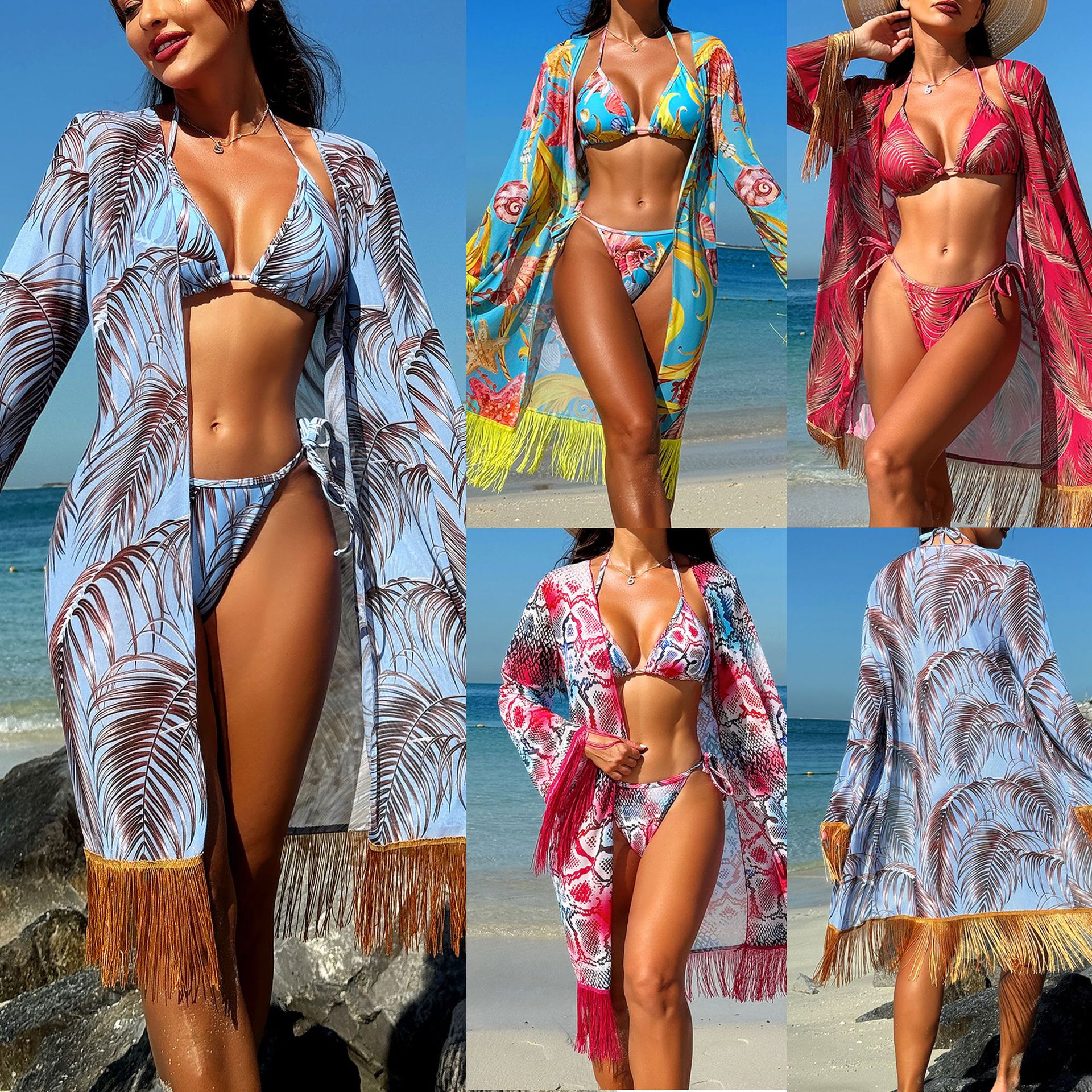 Mujeres Multicolor Juego De 3 Piezas Bikinis Traje de baño