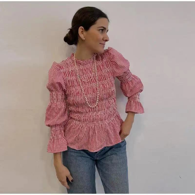 Mujeres Blusa Manga Larga Blusas Ropa De Calle Tartán