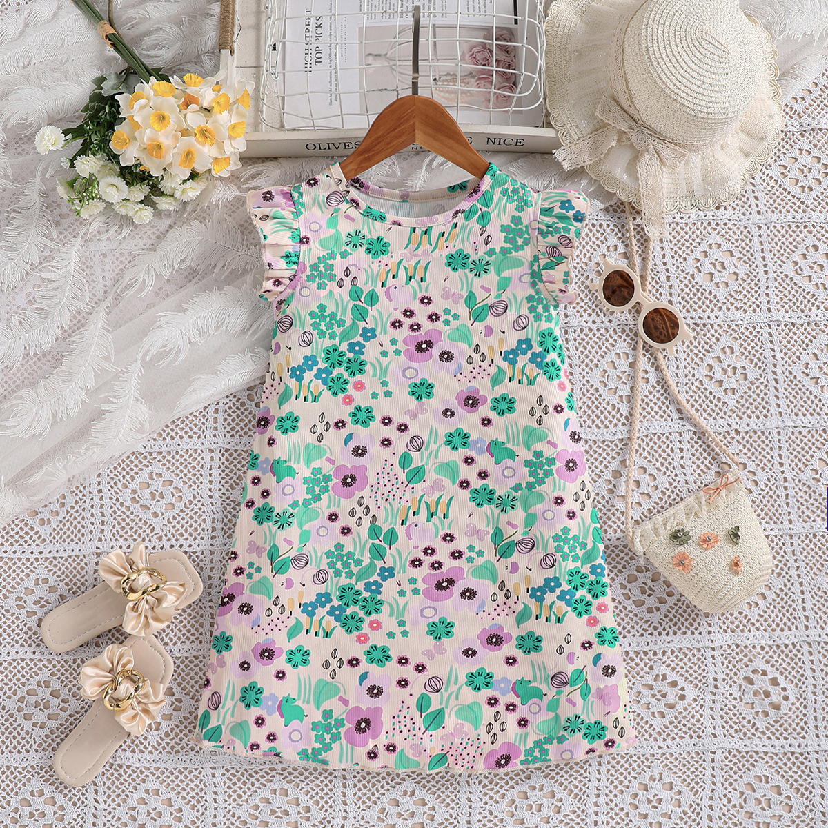 Casual Flor Poliéster Vestidos para niñas