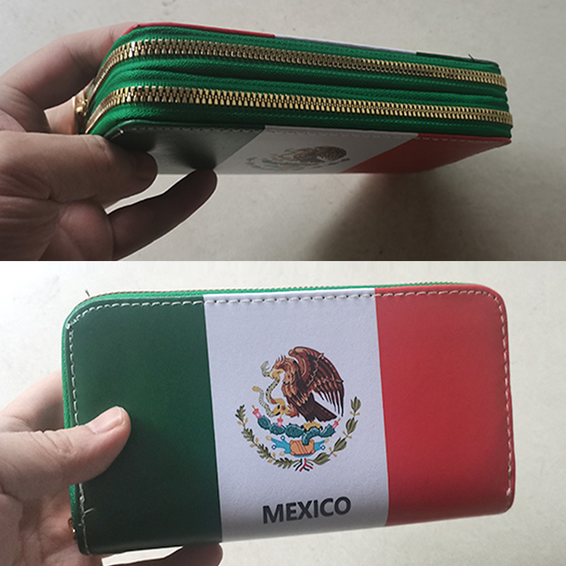 Unisexo Bandera Nacional Cuero Sintético Cremallera Carteras