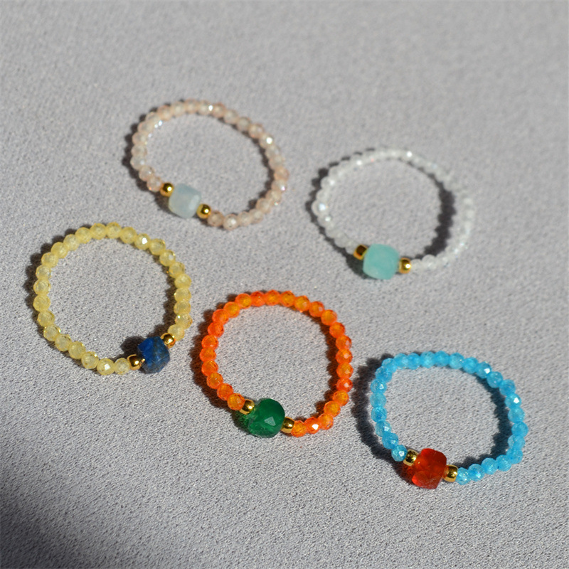 Estilo Simple Geométrico Bloque De Color Piedra natural Mujeres Anillos