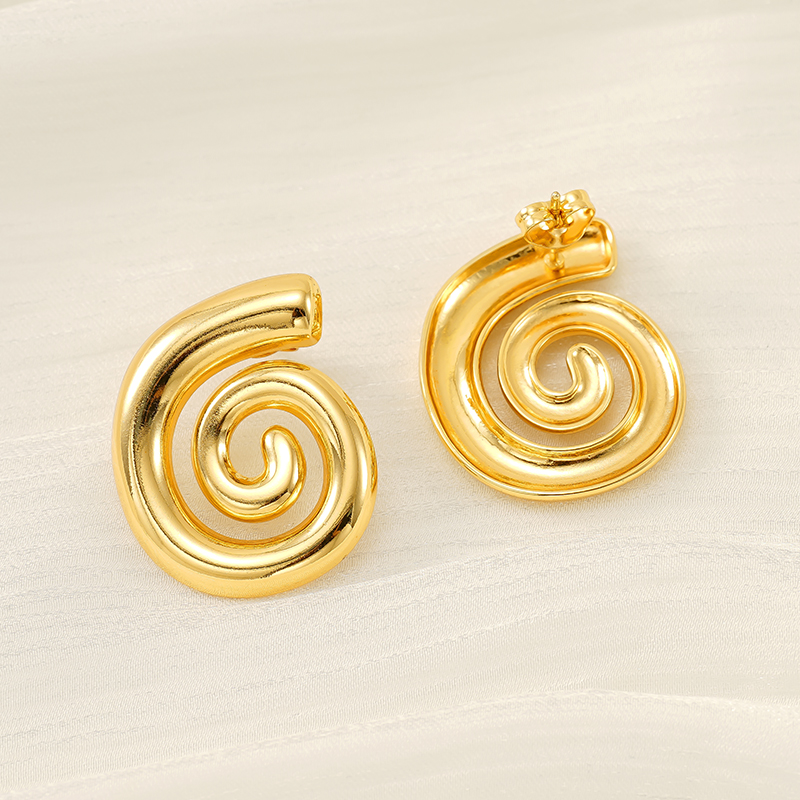 1 Par Estilo Simple Estilo Clásico Líneas Raya Espiral Acero inoxidable 304 chapados en oro de 18k Pendientes