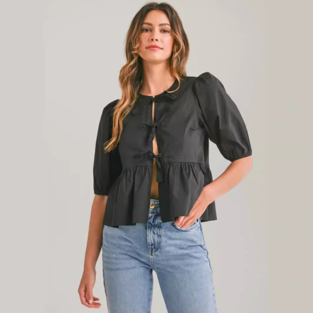 Mujeres Blusa Manga Corta Blusas Ropa De Calle Color Sólido