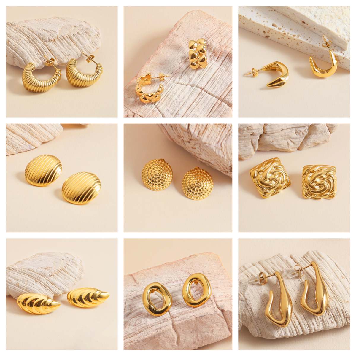 1 Par Estilo IG Casual Estilo Simple Color Sólido Acero inoxidable 304 chapados en oro de 18k Pendientes