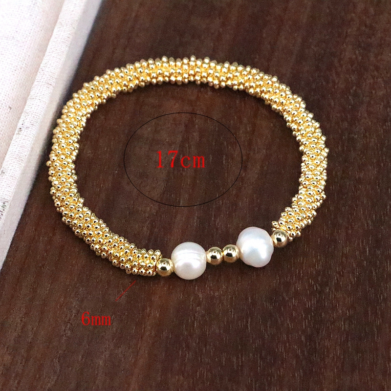 Cobre chapados en oro de 18k Elegante Estilo Vintage Estilo Simple Enchapado Embutido Ronda Perlas Artificiales Pulsera