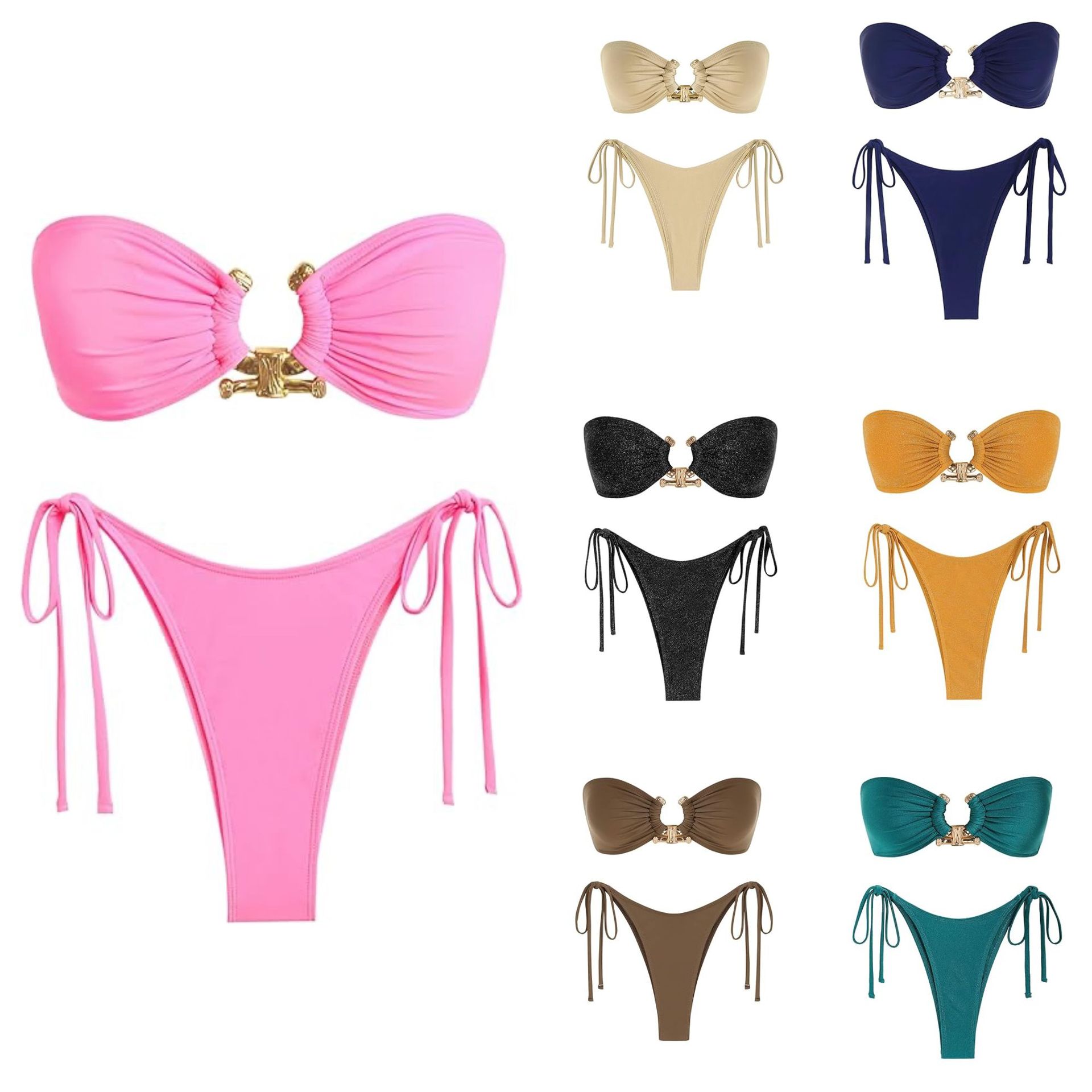 Mujeres Color Sólido Juego De 2 Piezas Bikinis Traje de baño