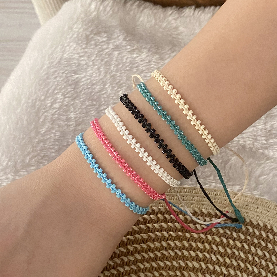 Estilo Simple Color Sólido Cuenta de Semillas soga Venta Al Por Mayor Pulseras De Cordón