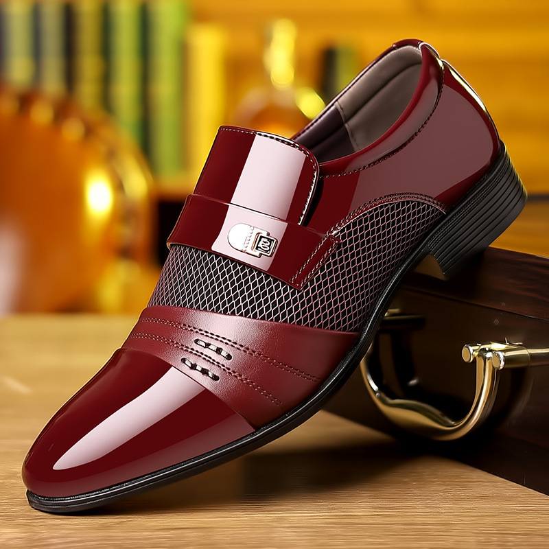 Hombres Casual Elegante Básico Color Sólido Punta Del Pie Zapatos de cuero